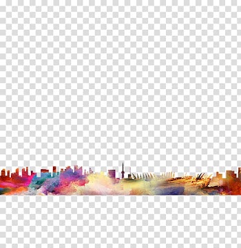 Pop-art illustration of buildings, Color silhouettes creative city transparent background PNG clipart
