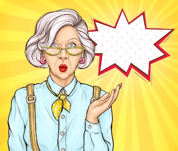 Pop art old woman surprised wow face expression Free Vector