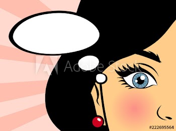 Pop art woman talking using speech bubble