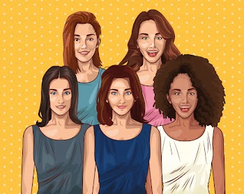 Pop art young friends women cartoons Free Vector