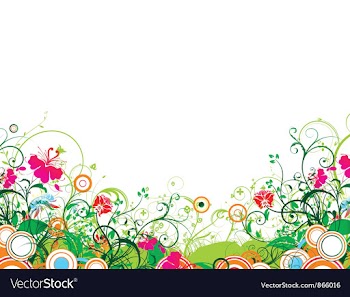 Popart floral background with circles vector image