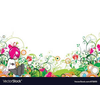 Popart floral background with emo kid vector image