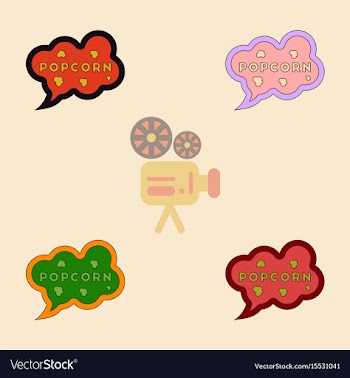 Popcorn label collection in vector image