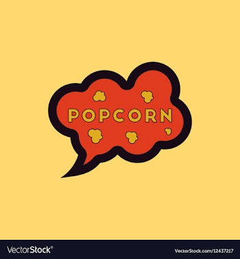 Popcorn label in flat style vector image