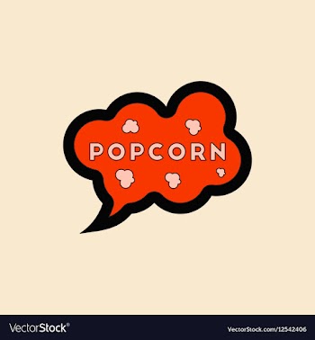 Popcorn label in flat style vector image