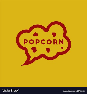 Popcorn label in flat style vector image