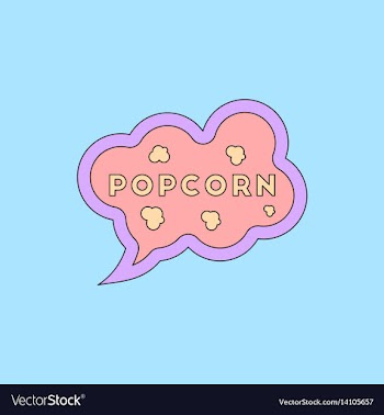 Popcorn label in flat style vector image