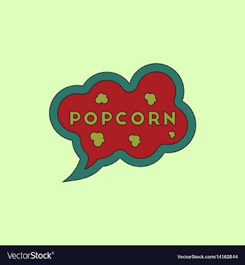 Popcorn label in flat style vector image