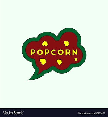 Popcorn label in flat style vector image