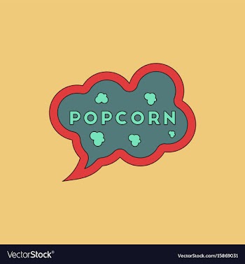 Popcorn label in flat style vector image