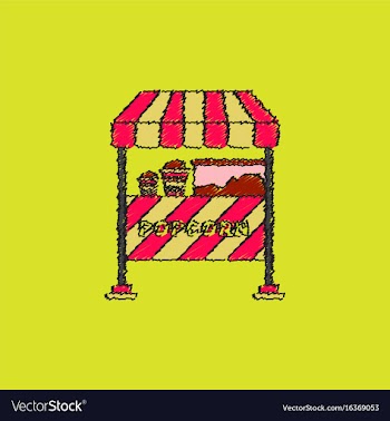 Popcorn shop in hatching style vector image