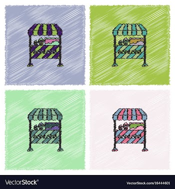Popcorn shop in hatching style vector image