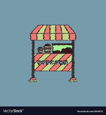 Popcorn shop in hatching style vector image