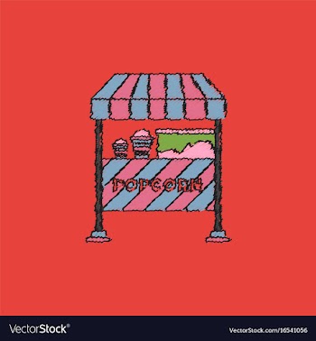 Popcorn shop in hatching style vector image