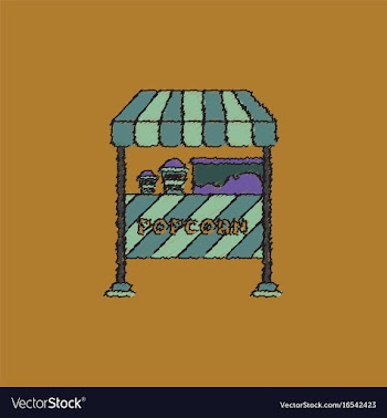 Popcorn shop in hatching style vector image