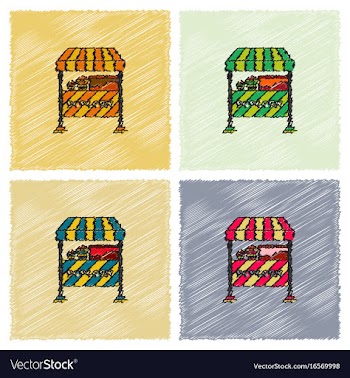 Popcorn shop in hatching style vector image