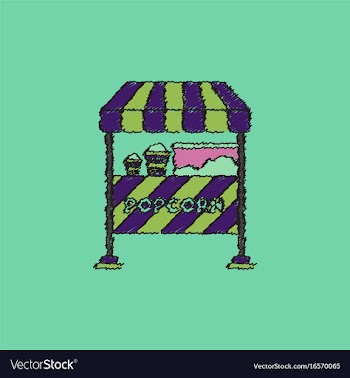 Popcorn shop in hatching style vector image