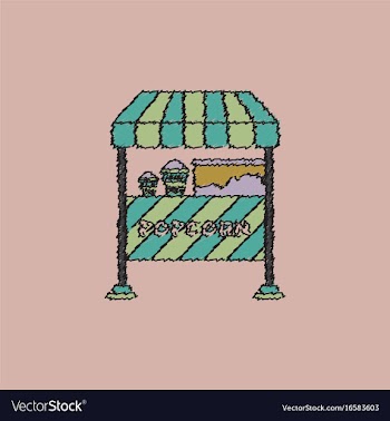 Popcorn shop in hatching style vector image