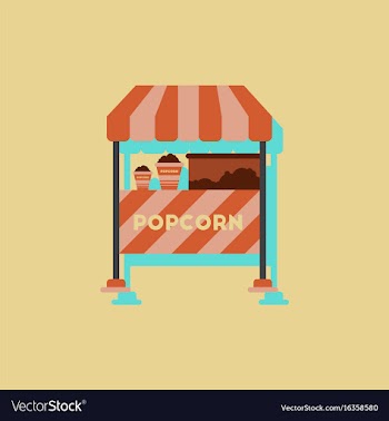 Popcorn shop in sticker style vector image