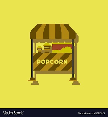 Popcorn shop in sticker style vector image