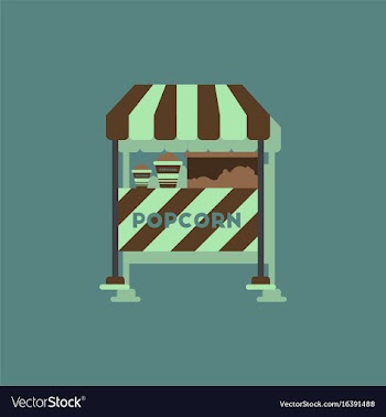 Popcorn shop in sticker style vector image