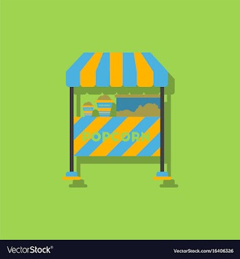 Popcorn shop in sticker style vector image