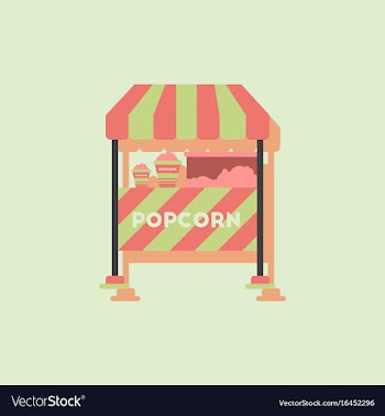 Popcorn shop in sticker style vector image