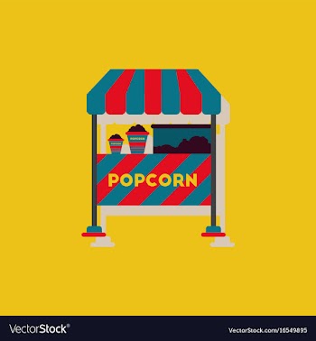 Popcorn shop in sticker style vector image