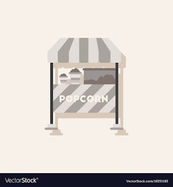 Popcorn shop in sticker style vector image