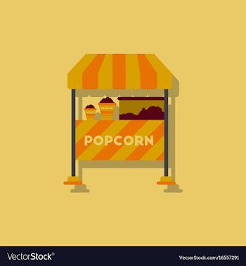 Popcorn shop in sticker style vector image