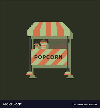 Popcorn shop in sticker style vector image