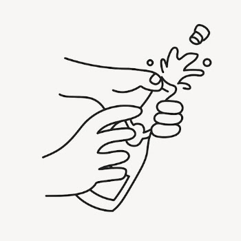 Popping champagne doodle clipart, celebration | Free PSD Illustration - rawpixel