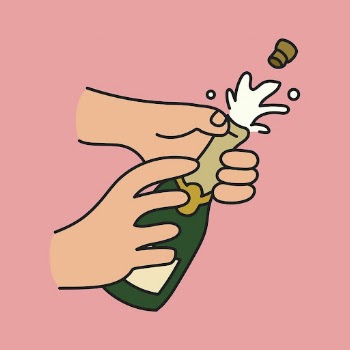 Popping champagne doodle sticker, celebration | Free Vector Illustration - rawpixel