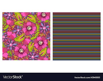 poppy and stripes pattern set