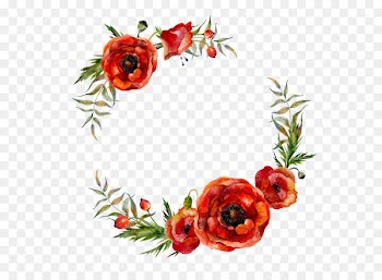 Poppy Flowers Watercolor painting - Flower garlands 