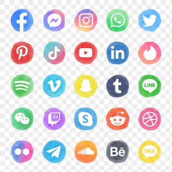 Popular social media icons png set in… | Free stock illustration | High Resolution graphic