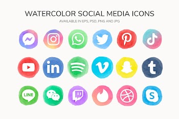 Popular social media icons psd set in… | Free stock illustration | High Resolution graphic