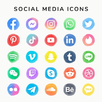 Popular social media icons vector set in… | Free stock illustration | High Resolution graphic