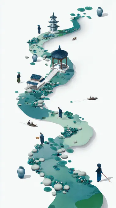Porcelain Production in Jingdezhen: A Minimalist Illustration Porcelain Production in Jingdezhen: A Minimalist Illustration