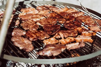 Pork and bacon on the grill