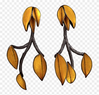 Portfolio Earrings Twig And Leaf Long, Judith Kinghorn, - Gold