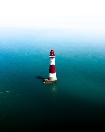 Portrait Beachy Head Lighthouse shot from a drone