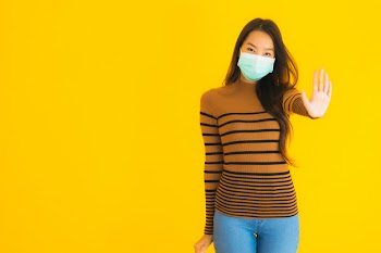 Portrait beautiful young asian woman with mask in many action for protect from coronavirus or covid19 Free Photo