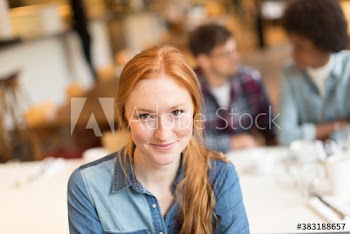 Portrait beautiful young woman in cafe