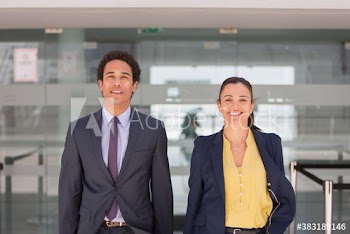 Portrait confident business people in office