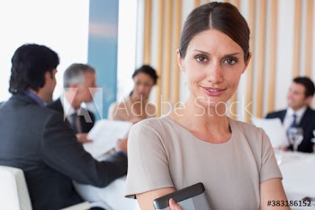Portrait confident corporate businesswoman