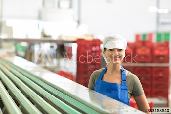 Portrait confident female worker in food processing plant