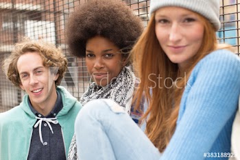 Portrait confident young friends