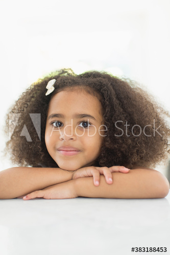 Portrait cute girl with curly hair