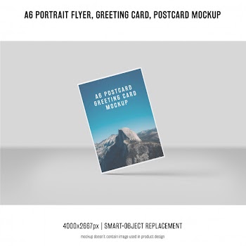 Portrait flyer, postcard, greeting card mockup Free Psd